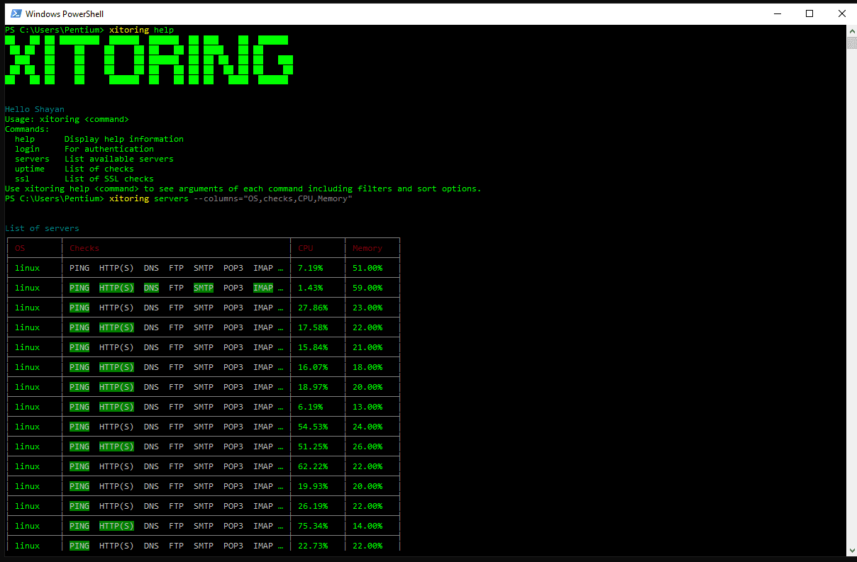 Xitoring CLI